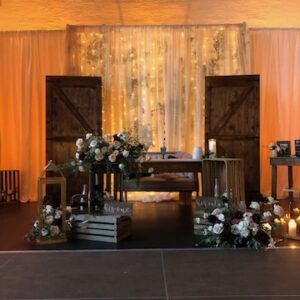 set of barn doors, back drop