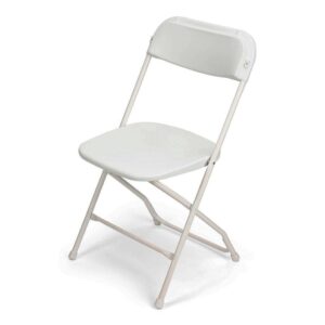 white plastic folding chair